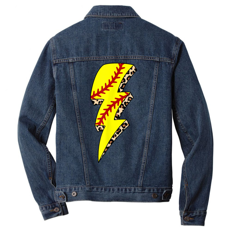 Leopard Softball Lightning Bolt Softball Mom Game Day T Shirt Men Denim Jacket by sowleomballoucgp | Artistshot