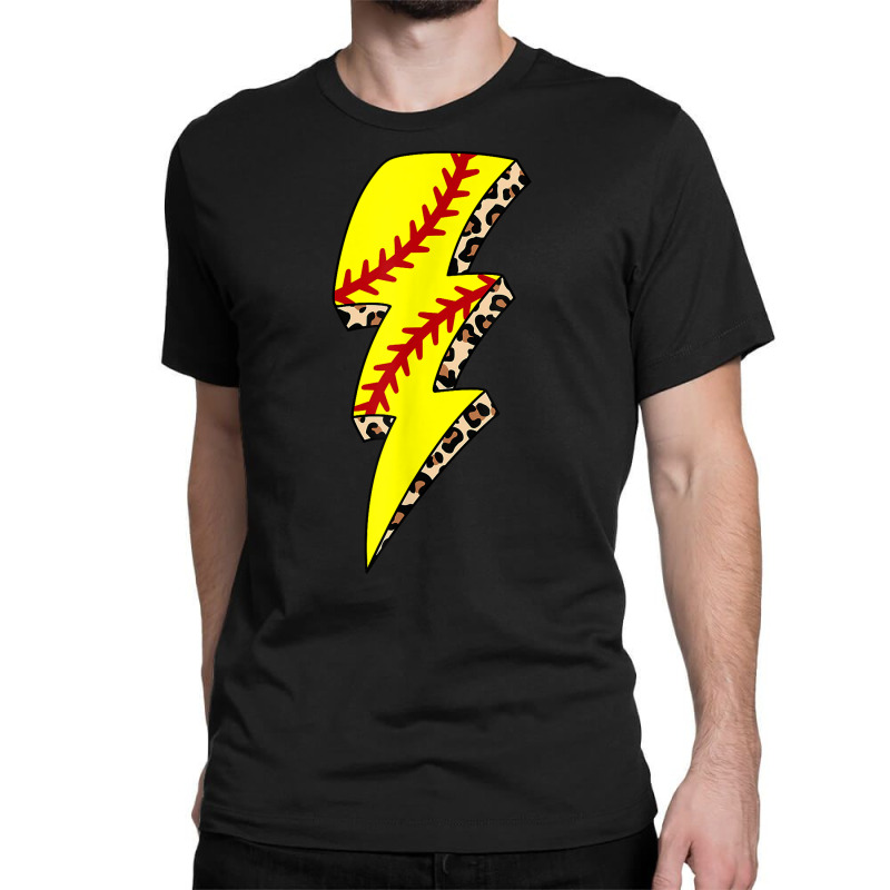 Leopard Softball Lightning Bolt Softball Mom Game Day T Shirt Classic T-shirt by sowleomballoucgp | Artistshot