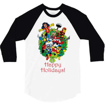 Happy Holidays 3/4 Sleeve Shirt Designed By Fidel