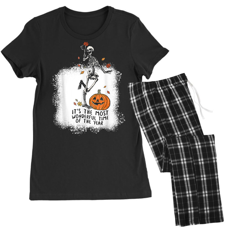 Spooky Dance Skeleton Most Wonderfull Time Halloween Pumpkin T Shirt Women's Pajamas Set by pickengtwrentv | Artistshot