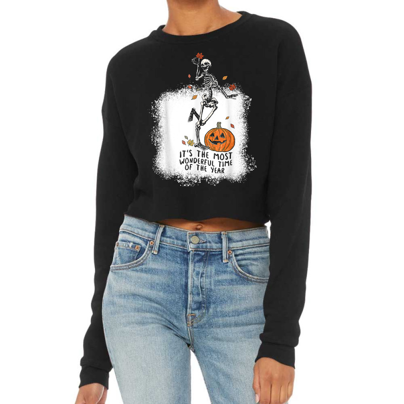 Spooky Dance Skeleton Most Wonderfull Time Halloween Pumpkin T Shirt Cropped Sweater by pickengtwrentv | Artistshot