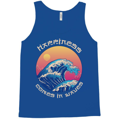 Happiness Comes In Waves Tank Top Designed By Samkal
