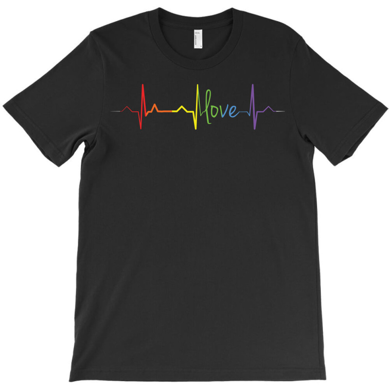 Custom Love Heart Beat Gay Lesbian Lgbt Pride T Shirt T-shirt By Custom ...