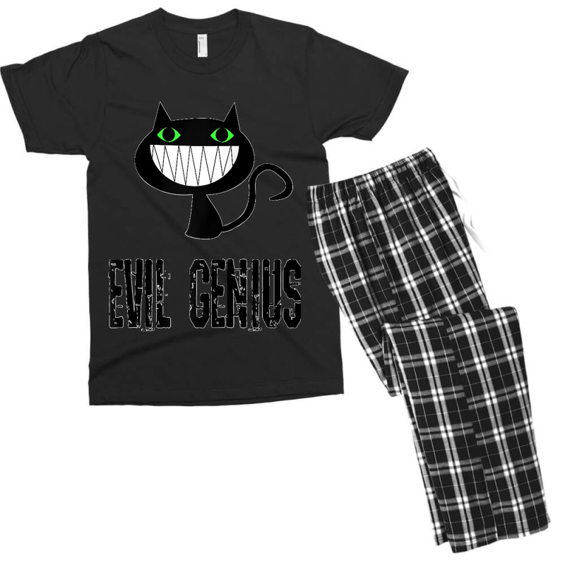 Evil Genius Funny Feline Smiling Cat Owner Raglan Baseball Tee Men's T-shirt Pajama Set | Artistshot