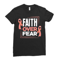 Faith Fear Peach Ribbon Endometrial Cancer Awareness Long Ladies Fitted T-shirt | Artistshot