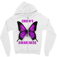 Crohn's Awareness Butterfly Zipper Hoodie | Artistshot