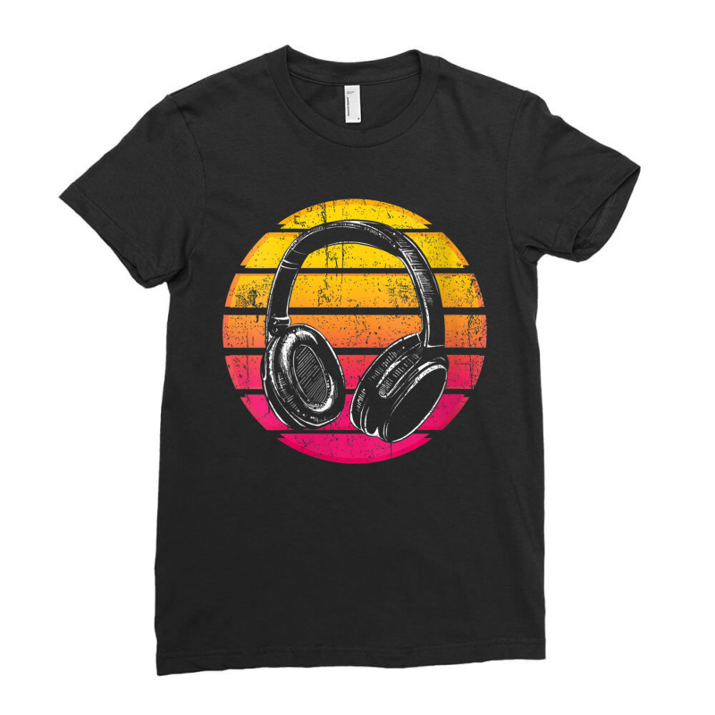 Womens Synthwave Retro 1990s Music Lover Headphones Vaporwave Music Me Ladies Fitted T-Shirt by FrederickDesign | Artistshot