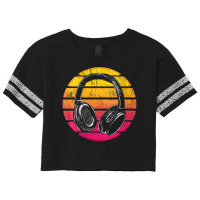 Womens Synthwave Retro 1990s Music Lover Headphones Vaporwave Music Me Scorecard Crop Tee | Artistshot