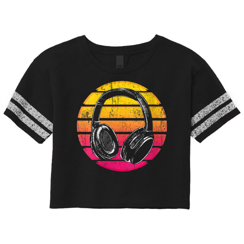 Womens Synthwave Retro 1990s Music Lover Headphones Vaporwave Music Me Scorecard Crop Tee by FrederickDesign | Artistshot