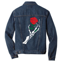 Skeleton Hand Red Rose Flower Aesthetic T Shirt Men Denim Jacket | Artistshot