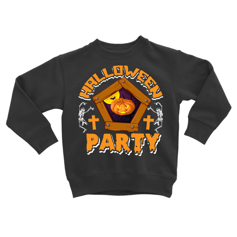 Halloween T  Shirt Funny Halloween Party Skeletons Pumpkin Frame Costu Toddler Sweatshirt | Artistshot