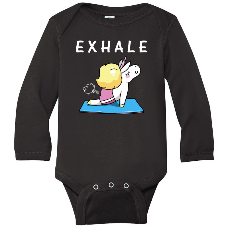 Exhale Unicorn For Dark Long Sleeve Baby Bodysuit | Artistshot