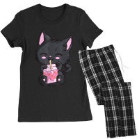 Anime Kawaii Neko For Women Girls Strawberry Milkshake Cat Women's Pajamas Set | Artistshot