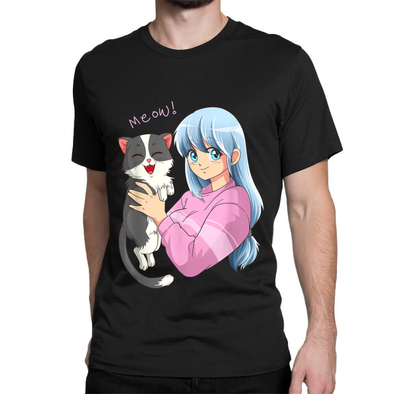 Custom Anime Neko Cat Girl I Pastel Kawaii Anime Girl Classic T