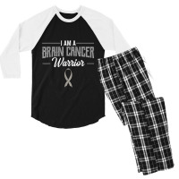 Brain Cancer Warrior Metastasis Intracranial Neoplasm Gray Men's 3/4 Sleeve Pajama Set | Artistshot