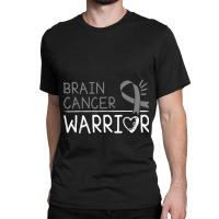 Brain Cancer Warrior Gray Awareness Ribbon Classic T-shirt | Artistshot