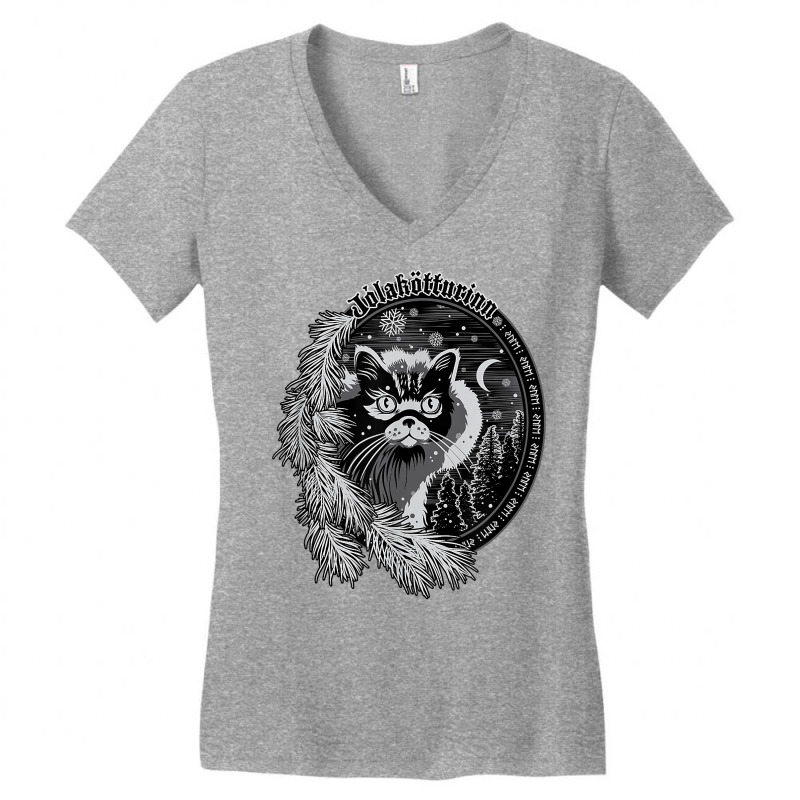 Yule Cat   Jolakotturinn   Icelandic Christmas Cat T Shirt Women's V-Neck T-Shirt by ruffelbzk | Artistshot