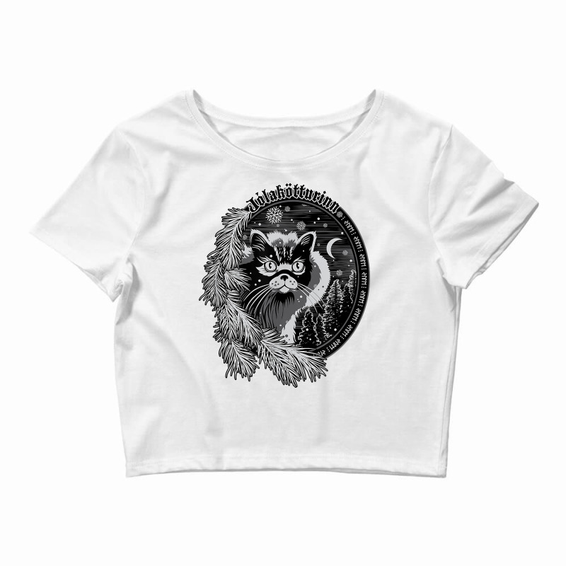 Yule Cat   Jolakotturinn   Icelandic Christmas Cat T Shirt Crop Top by ruffelbzk | Artistshot