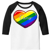 Womens Lgbt Pride Heart   First Name Paris Rainbow Hearts Love V Neck Youth 3/4 Sleeve | Artistshot