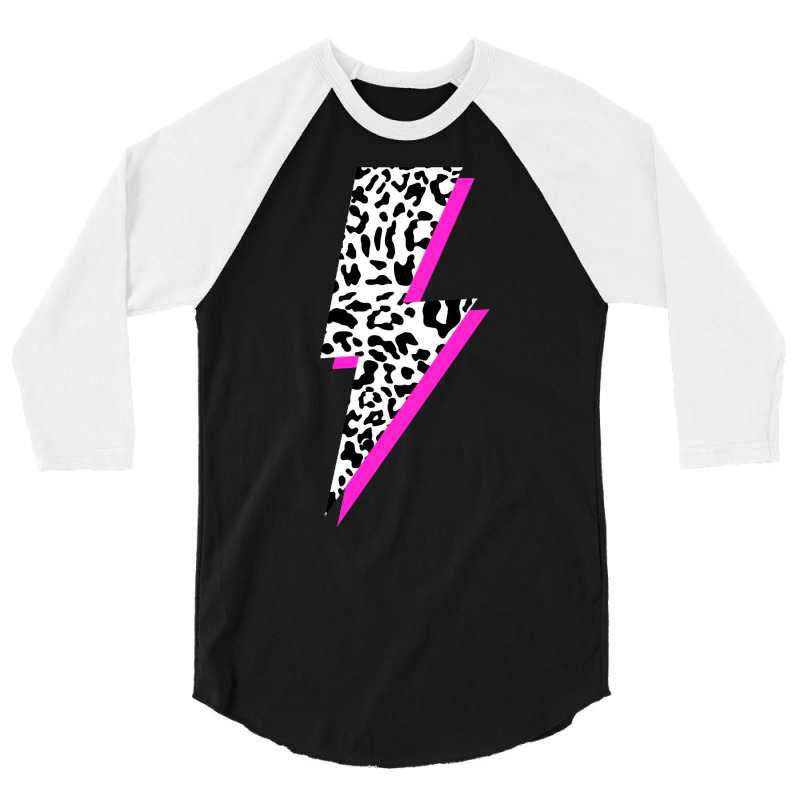 Leopard Lightning Bolt Pink Shadow Cheetah Graphic Print Sweatshirt 3/4 Sleeve Shirt by beansidpeelleo | Artistshot