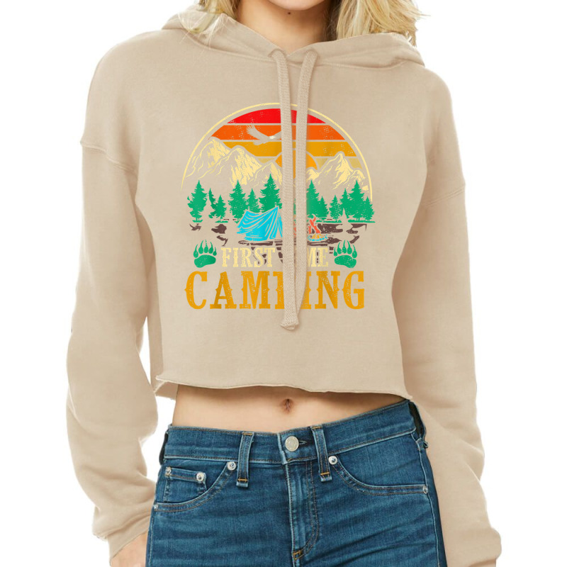 First Time Camping Funny Camper Lover Gift Cropped Hoodie by HailieDesign | Artistshot