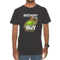 Birthday Boy T Rex Dinosaur Party Gift For Boys Funny Gifts Men Vintage T-shirt | Artistshot