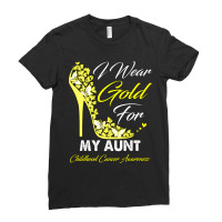 Butterfly I Wear Gold For My Aunt Childhood Cancer Warrior Ladies Fitted T-shirt | Artistshot