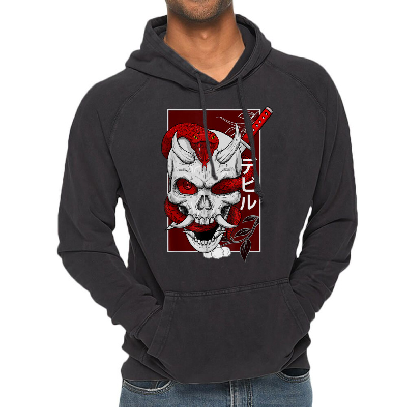 Japanese Demon Face Skull Devil With Snake Katana Nippon Art T Shirt Vintage Hoodie by vorgasofaguiarb | Artistshot