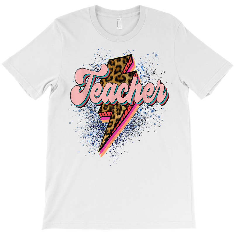 Leopard Teacher Shirt Teacher Lightning Bolt Back To School T Shirt T-Shirt by sindtnojoesphi | Artistshot