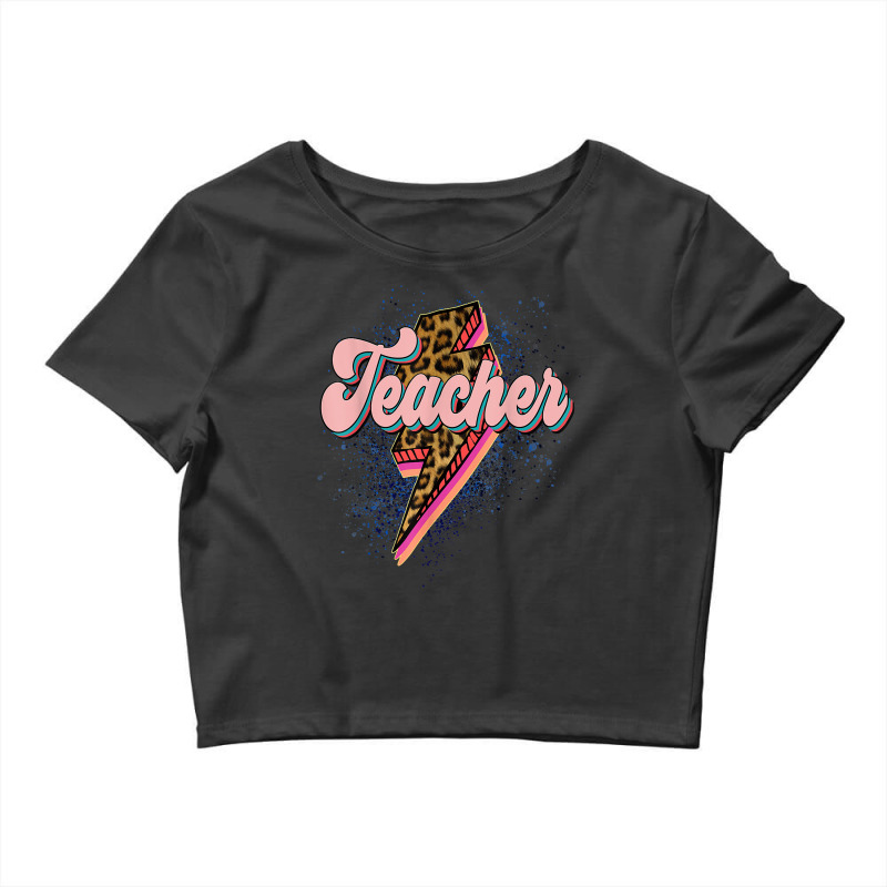 Leopard Teacher Shirt Teacher Lightning Bolt Back To School T Shirt Crop Top by sindtnojoesphi | Artistshot