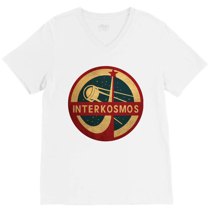 Vintage Interkosmos Space Program Sputnik Satellite V-neck Tee | Artistshot