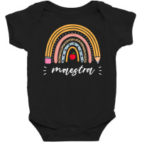 Maestra Bilingual Leopard Rainbow Regalos Spanish Teacher T Shirt Baby Bodysuit | Artistshot