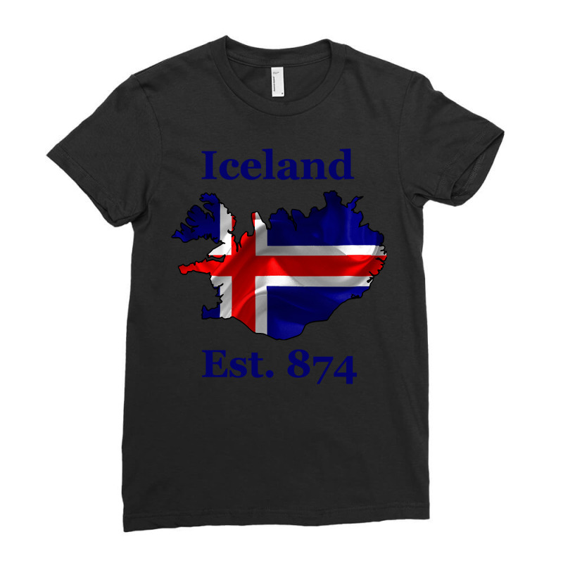 Iceland Flag Est. 874   Nordic Viking Pride Pullover Hoodie Ladies Fitted T-Shirt by crudobdorrellat | Artistshot