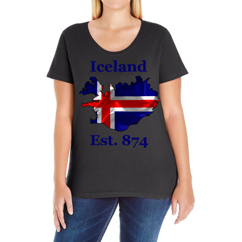 Iceland Flag Est. 874   Nordic Viking Pride Pullover Hoodie Ladies Curvy T-Shirt by crudobdorrellat | Artistshot