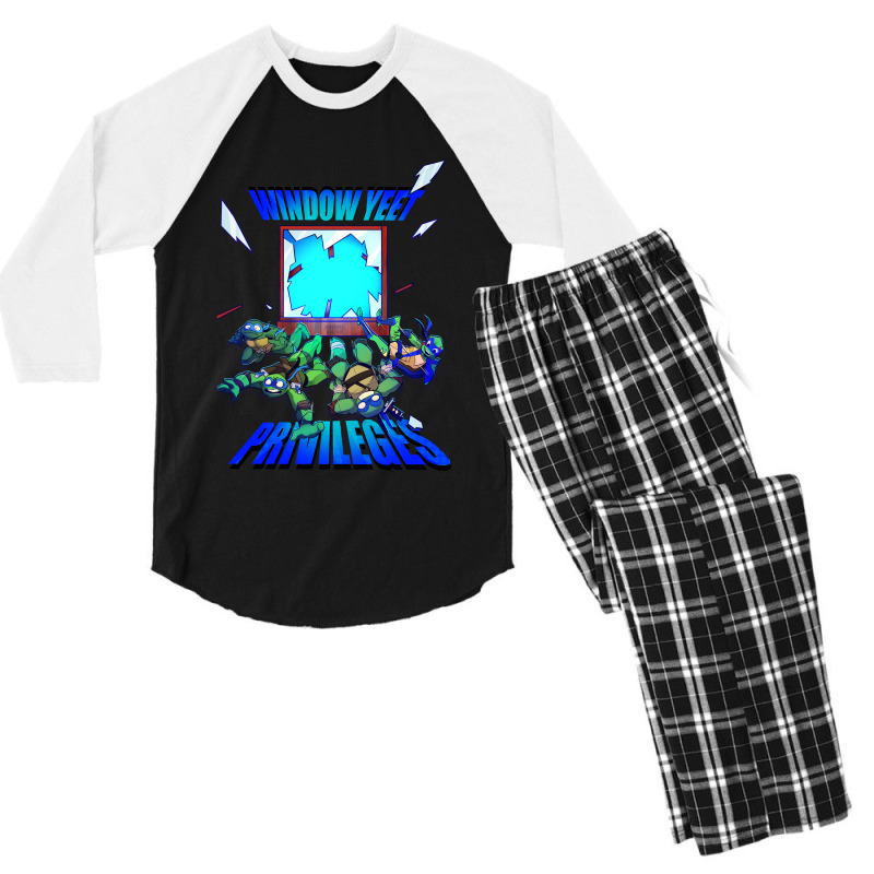 Graphic Picture  Super Turtle Bros Funny Men Men's 3/4 Sleeve Pajama Set by DeshawnArtists | Artistshot