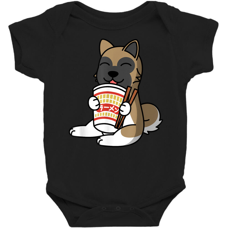 Akita Eating Instant Ramen Noodles Dog T Shirt Baby Bodysuit by roopeedwrich76 | Artistshot