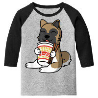 Akita Eating Instant Ramen Noodles Dog T Shirt Youth 3/4 Sleeve | Artistshot