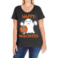 Skeleton T  Shirt Happy Halloween Ghost Kids Costume Trick Or Treat Pr Ladies Curvy T-shirt | Artistshot