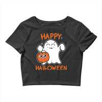 Skeleton T  Shirt Happy Halloween Ghost Kids Costume Trick Or Treat Pr Crop Top | Artistshot