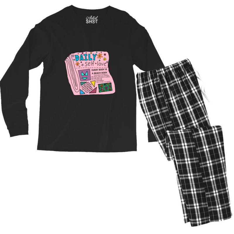 Daily Self Love Newspaper Men's Long Sleeve Pajama Set | Artistshot