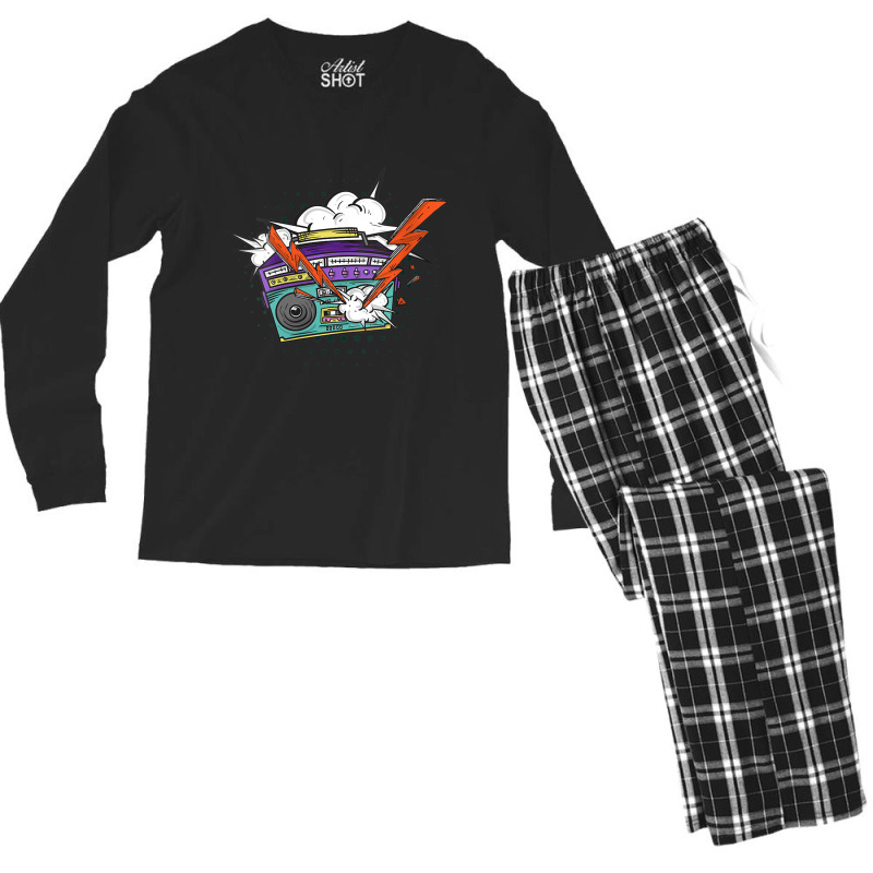 Womens Techno Boombox Skater 80s 90s Synthesizer Music Techno Mens Wom Men's Long Sleeve Pajama Set | Artistshot