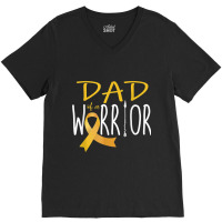 Childhood Cancer Awareness Dad Of A Warrior V-neck Tee | Artistshot