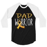 Childhood Cancer Awareness Dad Of A Warrior 3/4 Sleeve Shirt | Artistshot