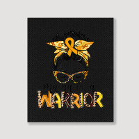 Childhood Cancer Awareness Mama Of A Warrior Gold Ribbon Portrait Canvas Print | Artistshot