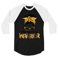 Childhood Cancer Awareness Mama Of A Warrior Gold Ribbon 3/4 Sleeve Shirt | Artistshot