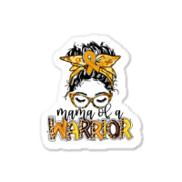 Childhood Cancer Awareness Mama Of A Warrior Gold Ribbon Sticker | Artistshot