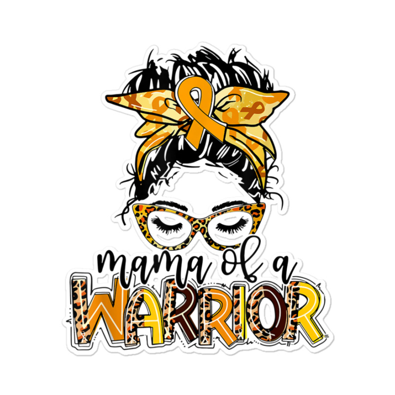 Childhood Cancer Awareness Mama Of A Warrior Gold Ribbon Sticker | Artistshot