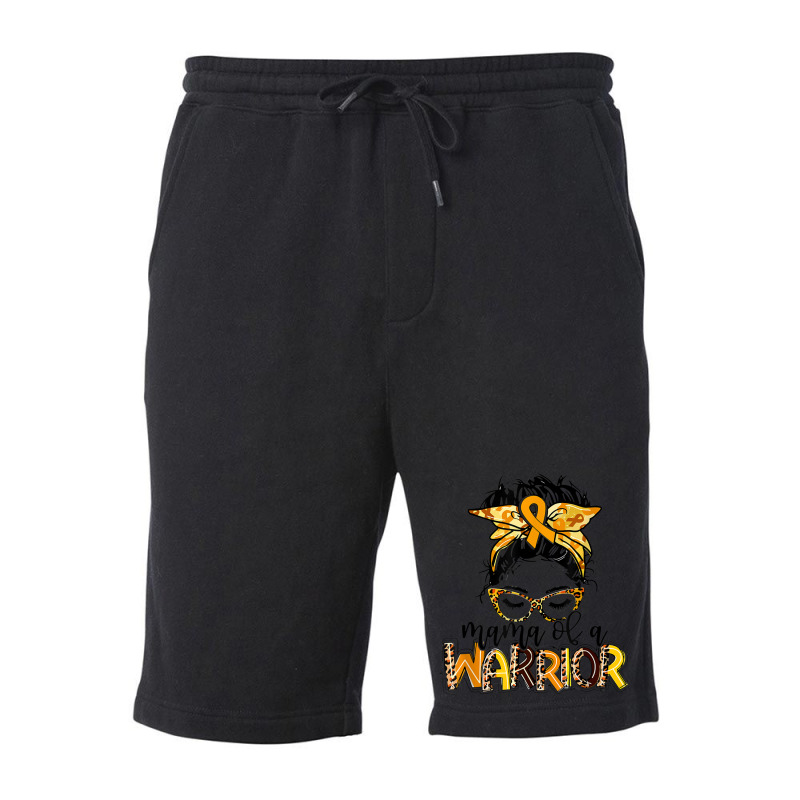 Childhood Cancer Awareness Mama Of A Warrior Gold Ribbon Fleece Short | Artistshot