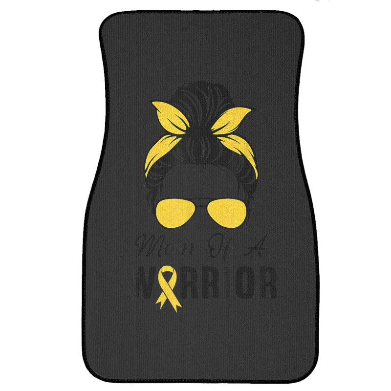 Childhood Cancer  Awareness Mom Of A Warrior Messy Bun Front Car Mat | Artistshot