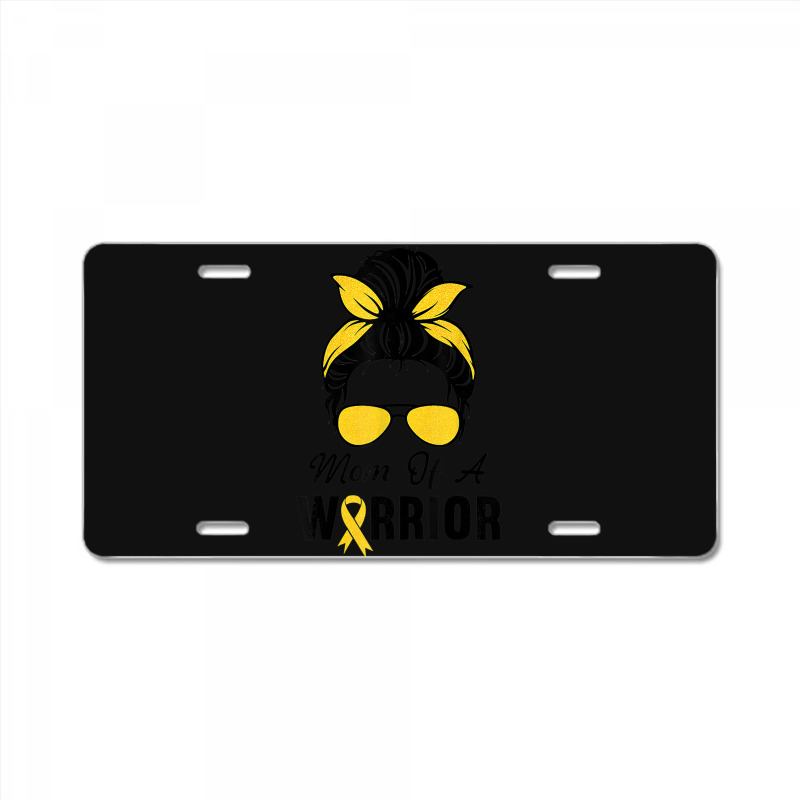 Childhood Cancer  Awareness Mom Of A Warrior Messy Bun License Plate | Artistshot